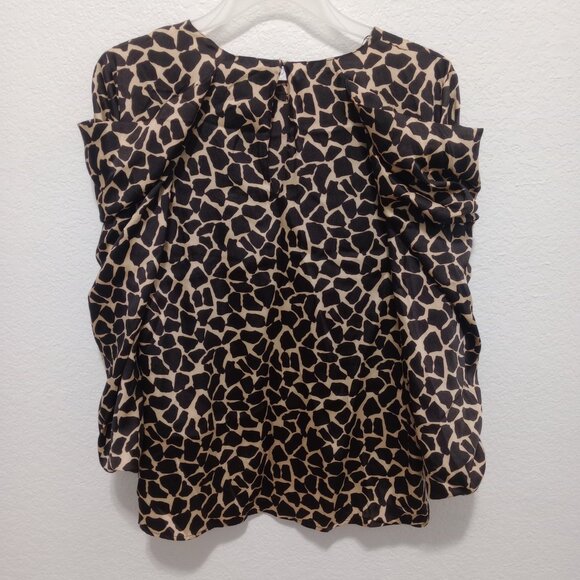 NWT Zara Women's Giraffe Print Ruffle Sleeve Blouse size Large - Picture 6 of 12